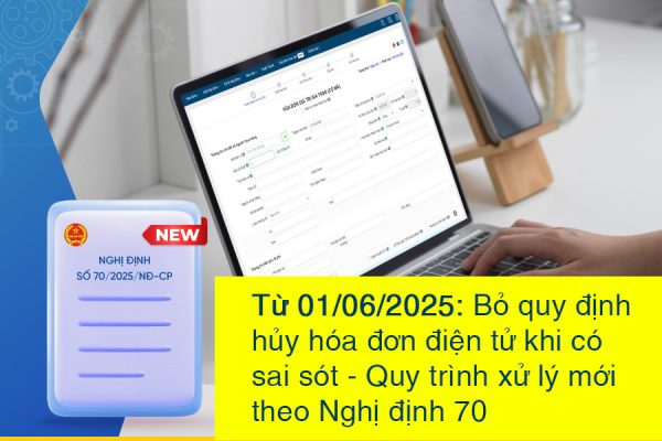 Bỏ quy định hủy hóa đơn điện tử khi có sai sót