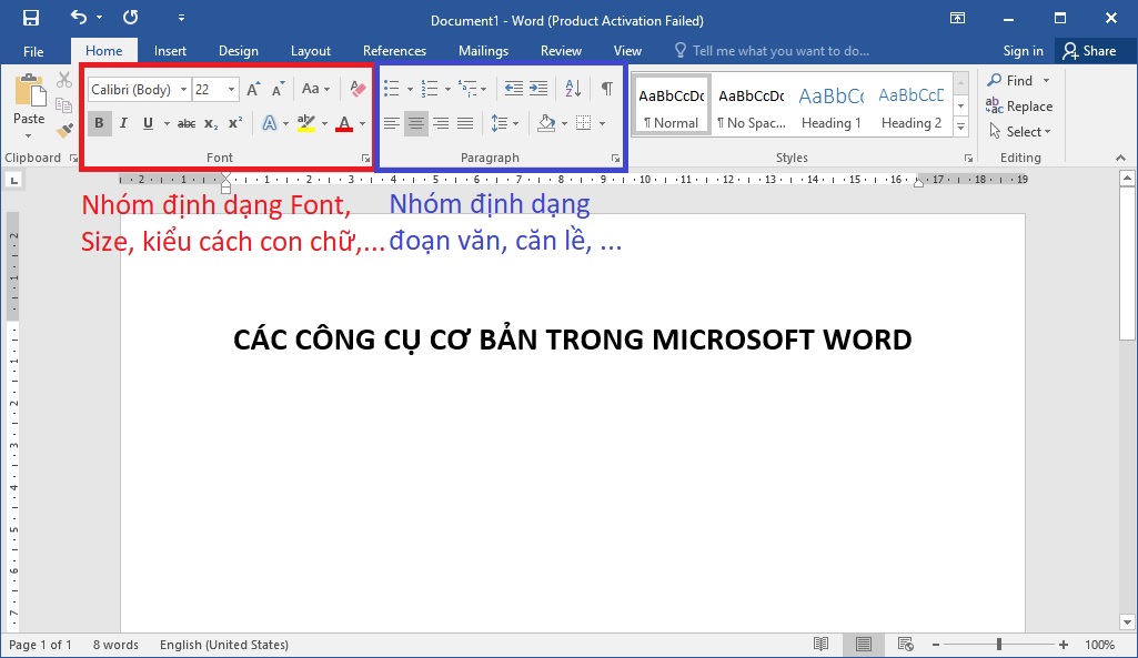 Hai nhóm công cụ cơ bản nhất trong Microsoft Word